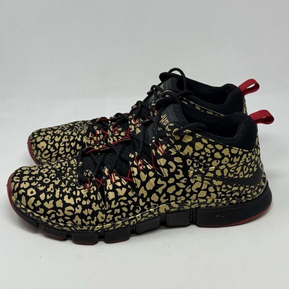 Nike Free Trainer 7.0 Unleash Speed Sneakers Mens 11 Gold Black Cheetah Mid Top - Picture 2 of 16